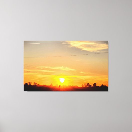Gouden Zonsondergang Over Silhouetbomen Canvas Afdruk (Voorkant)