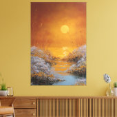 Gouden Zonsondergang Reflecties Landschap Abstract Canvas Afdruk (Insitu (Woonkamer))