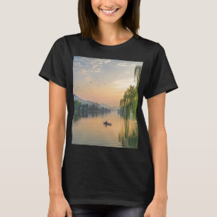 Gouden Zonsondergang Rivier Reis T-shirt