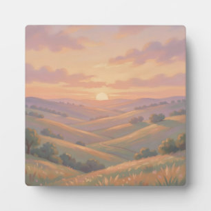 Gouden Zonsondergang Rollende Heuvels Pastel Lands Fotoplaat