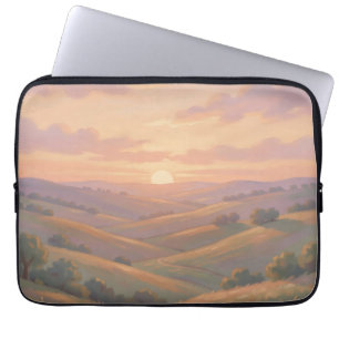 Gouden Zonsondergang Rollende Heuvels Pastel Lands Laptop Sleeve