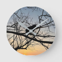 Gouden Zonsondergang Silhouet: Vogel op Boomtakken