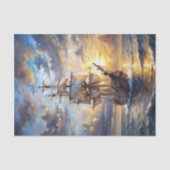 Gouden Zonsondergang Zeilschip Decoupage Tissuepapier (Voorkant)