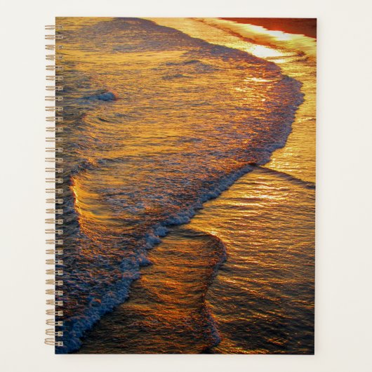 Gouden Zonsondergangsgolven op de Kustfoto van het Planner (Voorkant)