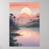 Gouden zonsopgang boven de Misty Mountains Poster (Voorkant)