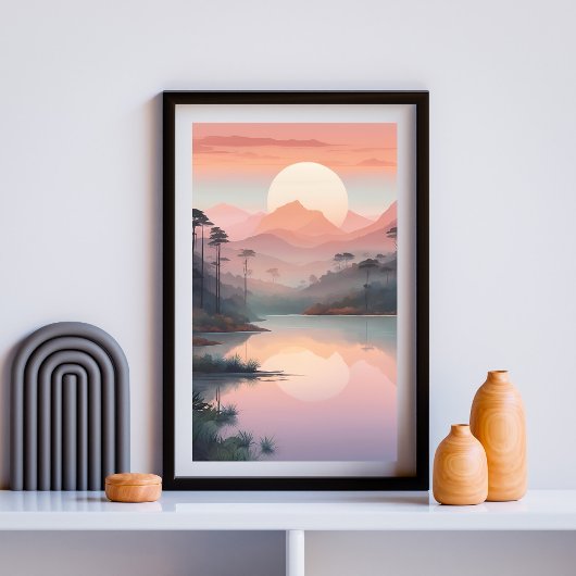 Gouden zonsopgang boven de Misty Mountains Poster
