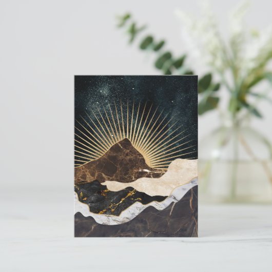 Gouden zonsopkomst boven Marble Mountains en sterr Briefkaart (Staand voorkant)