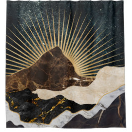 Gouden zonsopkomst boven Marble Mountains en sterr Douchegordijn