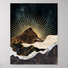 Gouden zonsopkomst boven Marble Mountains en sterr Poster