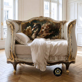 Gouden Zwaan met Kroon en Crème Bloemen Decoupage Tissuepapier