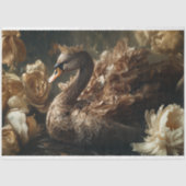 Gouden Zwaan met Kroon en Crème Bloemen Decoupage Tissuepapier (Voorkant)