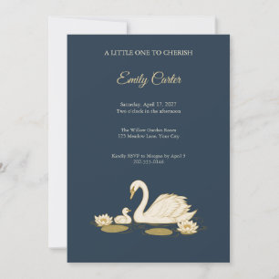 Gouden Zwanen Waterlelie Baby Shower Uitnodiging