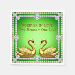 Gouden Zwanenpaar Glitterende Diamanten Frame Groe Servet