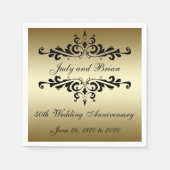 Gouden Zwart 50ste bruiloft Jubileum Papieren serv Servetten (Voorkant)