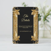 Gouden Zwart Bloemdetail Kaart (Staand voorkant)