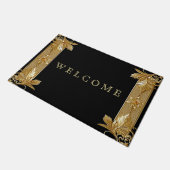 Gouden Zwart  Bloemen Deurmat (Schuin)