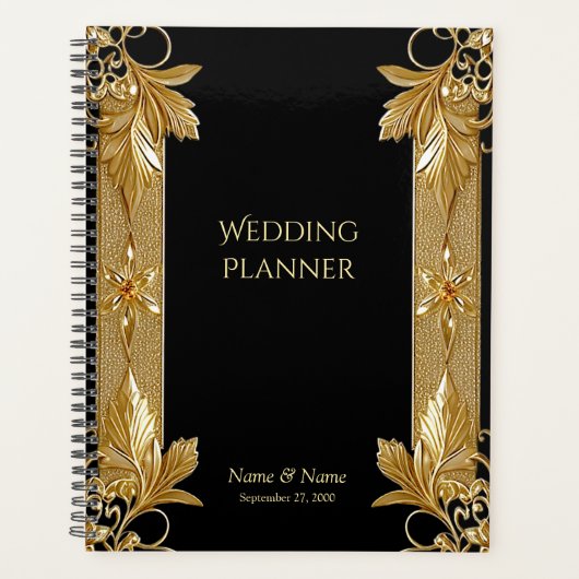 Gouden Zwart Bloemplanner Planner (Voorkant)