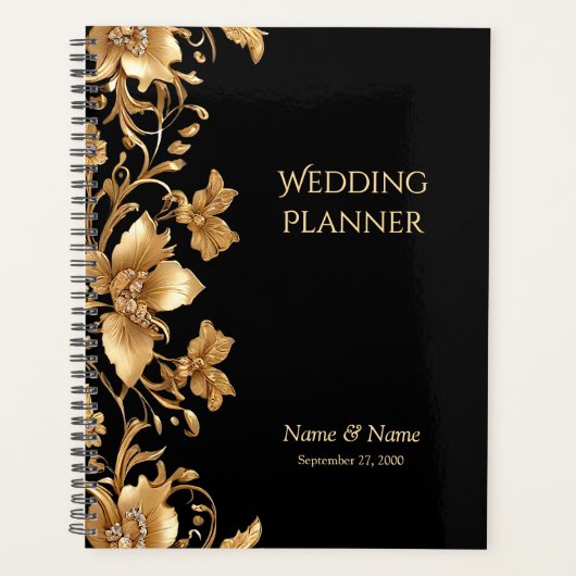 Gouden Zwart Bloemplanner Planner (Voorkant)