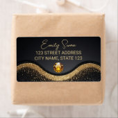 Gouden Zwart elegant adreslabel met diamant Etiket (Insitu)