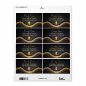 Gouden Zwart elegant adreslabel met diamant Etiket (Full Sheet)