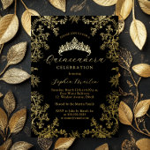 Gouden Zwart Elegante  Quinceanera Folie Uitnodiging