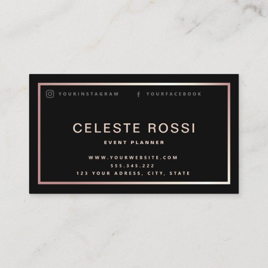 Gouden zwart en elegante folie effect professional visitekaartje (Achterkant)