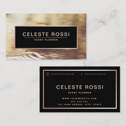 Gouden zwart en elegante folie effect professional visitekaartje (Voorkant / Achterkant)