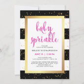Gouden zwart en witte strepen Baby Sprinkle | Roze Kaart (Voorkant)