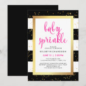 Gouden zwart en witte strepen Baby Sprinkle | Roze Kaart (Voorkant / Achterkant)