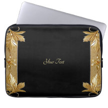 Gouden Zwart  Floral Laptop Mouw