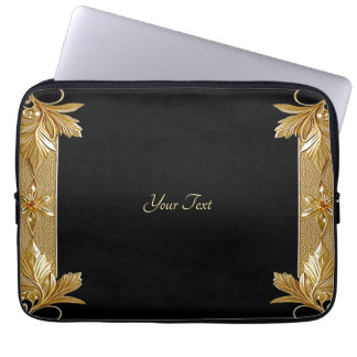 Gouden Zwart  Floral Laptop Mouw Sleeve