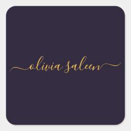 Gouden zwart gepersonaliseerd vierkante sticker