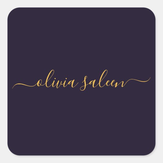 Gouden zwart gepersonaliseerd vierkante sticker (Voorkant)