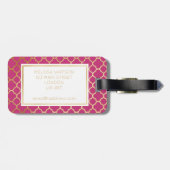 Gouden, Zwart & heet roze quatrefoilBagagelabel Bagagelabel (Achterkant horizontaal)