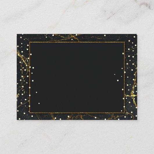 Gouden Zwart Marmer Wishing Well Bruiloft Informatiekaartje (Achterkant)