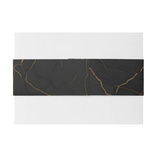 Gouden Zwart Marmeren Bruiloft Uitnodigingen Wikkel (Achterkant Voorbeeld)