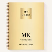 Gouden zwart monogram initialen bedrijf notitieboek (Voorkant)