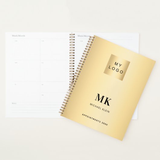Gouden zwart monogram initialen Business 2026 Planner (Display)