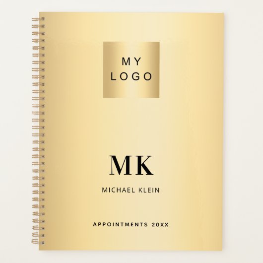 Gouden zwart monogram initialen Business 2026 Planner (Voorkant)
