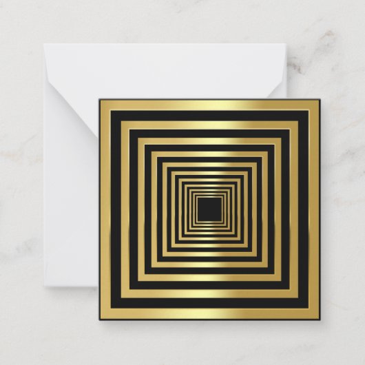 Gouden zwart vierkant elegant 3d-effect notitiekaartje (Voorkant)