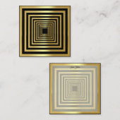 Gouden zwart vierkant elegant 3d-effect notitiekaartje (Voorkant / Achterkant)