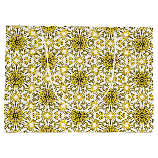 Gouden zwart-wit arabesk tas groot cadeauzakje (Achterkant)