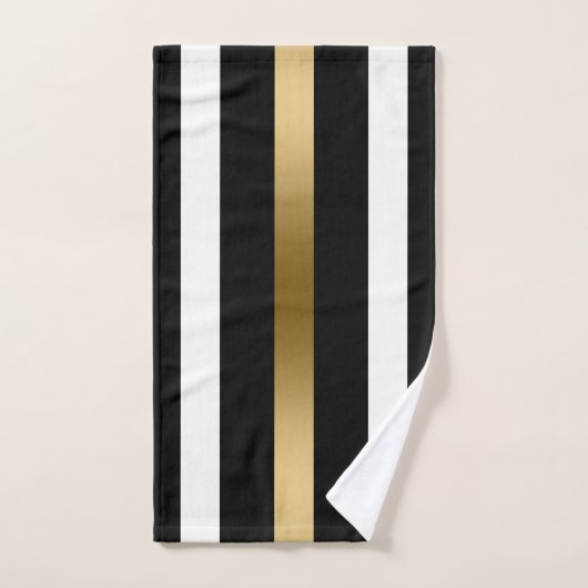 Gouden zwart-witte strepen bad handdoek (Handdoek)