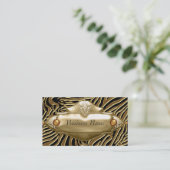Gouden Zwart Zebra Visitekaartje (Staand voorkant)