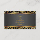 Gouden Zwart Zebra Visitekaartje (Achterkant)