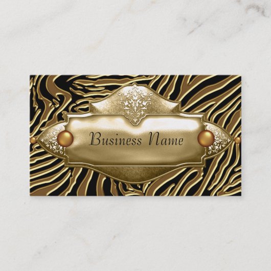 Gouden Zwart Zebra Visitekaartje (Voorkant)
