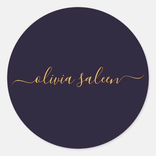 Gouden zwartachtig gepersonaliseerd ronde sticker (Voorkant)