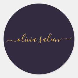 Gouden zwartachtig gepersonaliseerd ronde sticker