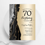 Gouden Zwarte Agaat 70ste verjaardag Kaart<br><div class="desc">Zwart en goud agaat 70e verjaardag feestuitnodiging. Elegant modern ontwerp met rotssteen marmeren geode achtergrond,  faux glitter goud en typografie script lettertype. Trendy uitnodigingskaart perfect voor een stijlvol vrouwenfeest. Gedrukte Zazzle-uitnodigingen of direct download digitale afdrukbare sjabloon.</div>