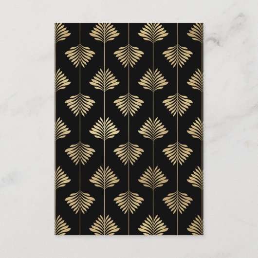 Gouden Zwarte Art Deco Roaring 20s bruiloft recept Informatiekaartje (Achterkant)